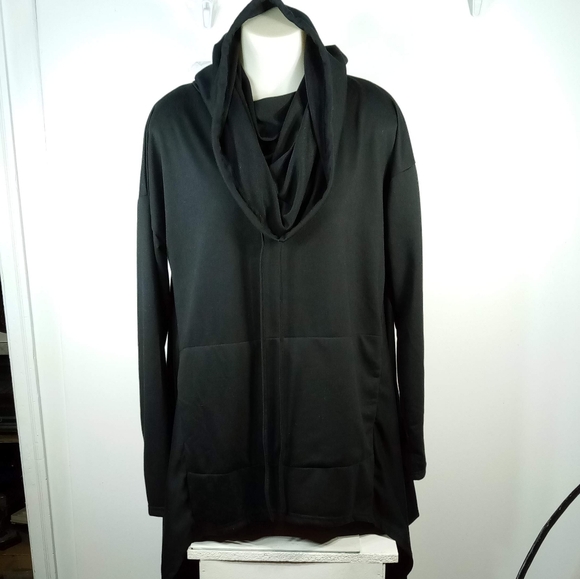 Xuan2xuan3 Solid Black Pullover Pocket Sweatshirt Dress Sz XL - Picture 9 of 9